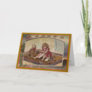 Cartes Pour Fêtes Annuelles Petite fille avec l'image de cru de bas de Noël