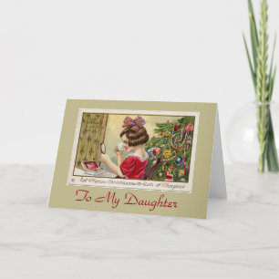 Cartes Pour Fêtes Annuelles Petite fille avec miroir de maquillage Fille Noël