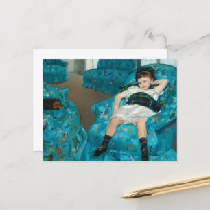 Cartes Pour Fêtes Annuelles Petite fille dans un fauteuil bleu par Mary Cassat