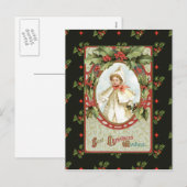 Cartes Pour Fêtes Annuelles Petite fille en Noël blanc (Devant / Derrière)