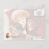 Cartes Pour Fêtes Annuelles Petite fille et chiot dans la neige de Noël (Dos)