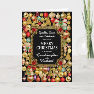 Cartes Pour Fêtes Annuelles Petite-fille et mari Joyeux ornement de Noël