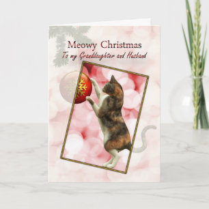 Cartes Pour Fêtes Annuelles Petite-fille et mari, Noël Meowy