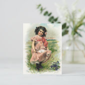 Cartes Pour Fêtes Annuelles Petite fille et ses oeufs Pâques (Debout devant)