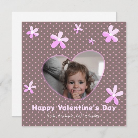 Cartes Pour Fêtes Annuelles Petite-fille Étoiles Fleurs Saint-Valentin Photo (Devant / Derrière)
