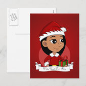 Cartes Pour Fêtes Annuelles Petite fille hispanique aux cheveux noirs longs (Devant / Derrière)