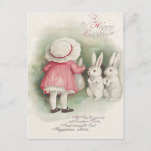 Cartes Pour Fêtes Annuelles Petite Fille Lapin de Pâques