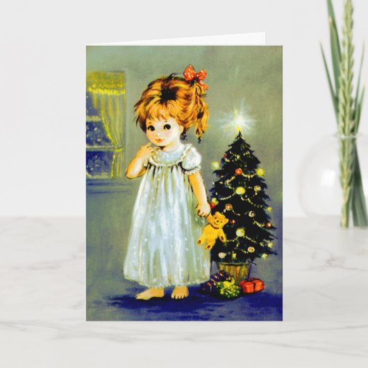 Cartes Pour Fêtes Annuelles Petite Fille Le Soir De Noël (Devant)