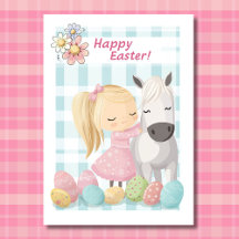 Petite fille mignonne avec poney - Cheval Pâques