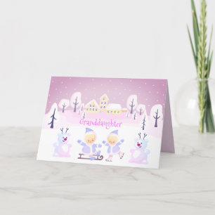 Cartes Pour Fêtes Annuelles Petite fille mignonne rose fille aquarelle peintur