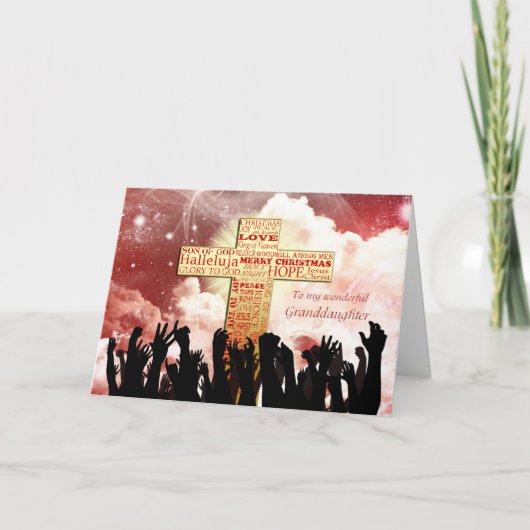 Cartes Pour Fêtes Annuelles Petite-fille, une croix chrétienne Noël (Devant)