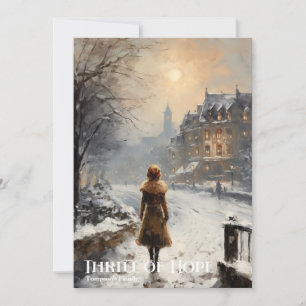Cartes Pour Fêtes Annuelles Petite fille vintage rétro en hiver dans la ville 
