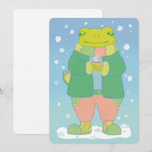 Cartes Pour Fêtes Annuelles Petite Grenouille Confortable (Devant / Derrière)