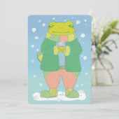 Cartes Pour Fêtes Annuelles Petite Grenouille Douillette (Debout devant)