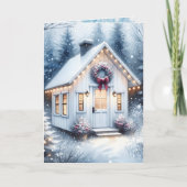 Cartes Pour Fêtes Annuelles Petite maison en hiver Bois Noël (Devant)