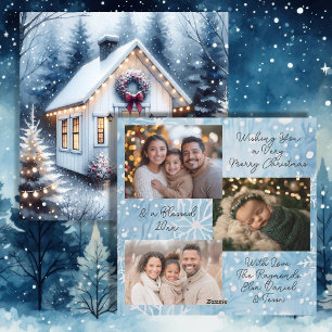 Cartes Pour Fêtes Annuelles Petite maison et Photos de Famille Précieuses Noël
