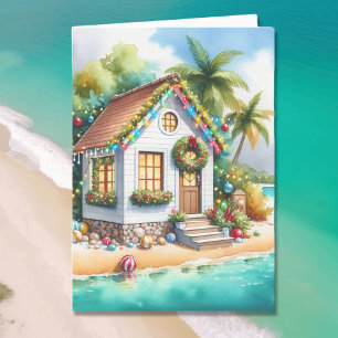 Cartes Pour Fêtes Annuelles Petite maison sur la plage Festive Noël