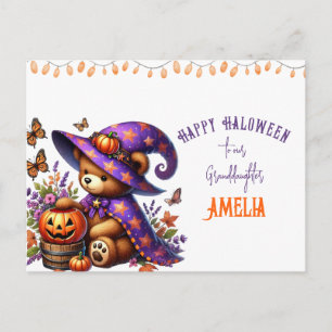 Cartes Pour Fêtes Annuelles Petite Ourse Sorcière Halloween Petite-Fille