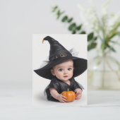 Cartes Pour Fêtes Annuelles Petite sorcière bébé mignonne (Debout devant)