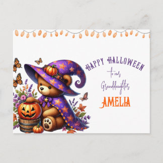 Cartes Pour Fêtes Annuelles Petite Sorcière Ours Mignonne Halloween Petite-Fil