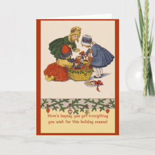 Cartes Pour Fêtes Annuelles Petites filles et boîte de cadeaux Art de Vacances