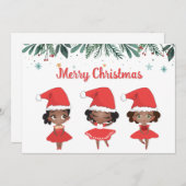 Cartes Pour Fêtes Annuelles Petites filles Noël Père Noël Ballerinas (Devant / Derrière)
