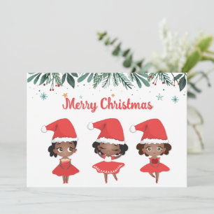 Cartes Pour Fêtes Annuelles Petites filles Noël Père Noël Ballerinas