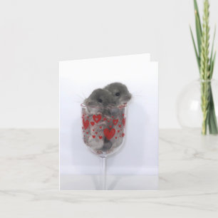 Cartes Pour Fêtes Annuelles Petits chinchillas en verre de vin