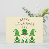 Cartes Pour Fêtes Annuelles Petits gnomes mignons Vert Joyeux Saint-Patrick Mo (Debout devant)