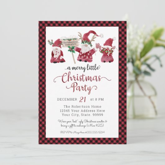 Cartes Pour Fêtes Annuelles Petits Gnomes Renne Joyeuse Petite Fête de Noël (Debout devant)