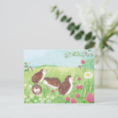Cartes Pour Fêtes Annuelles Petits hérissons dans la prairie (Debout devant)