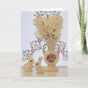 Cartes Pour Fêtes Annuelles Petits lapins et vase