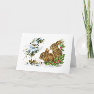 Cartes Pour Fêtes Annuelles Petits lapins Noël