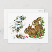 Cartes Pour Fêtes Annuelles Petits lapins Noël (Devant / Derrière)