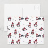 Cartes Pour Fêtes Annuelles Petits Pingouins Oiseaux Animaux arctiques (Devant / Derrière)