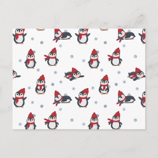 Cartes Pour Fêtes Annuelles Petits Pingouins Oiseaux Animaux arctiques (Devant)