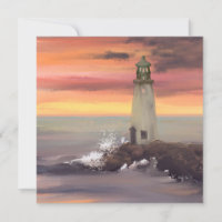 Phare Côtier Avec Ciel Rose Et Orange