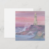 Cartes Pour Fêtes Annuelles Phare Côtier Bluff Avec Ciel Rose (Devant / Derrière)