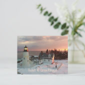Cartes Pour Fêtes Annuelles Phare de Noël Blush Joyeuses Fêtes (Debout devant)