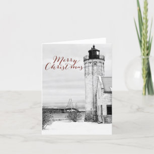 Cartes Pour Fêtes Annuelles Phare du pont Mackinac Mackinaw Noël