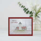 Cartes Pour Fêtes Annuelles Phare en neige Joyeux Noël (Debout devant)