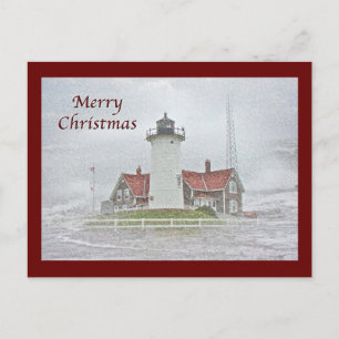 Cartes Pour Fêtes Annuelles Phare en neige Joyeux Noël