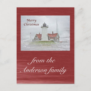 Cartes Pour Fêtes Annuelles Phare en neige Joyeux Noël