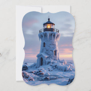 Cartes Pour Fêtes Annuelles Phare recouvert de glace