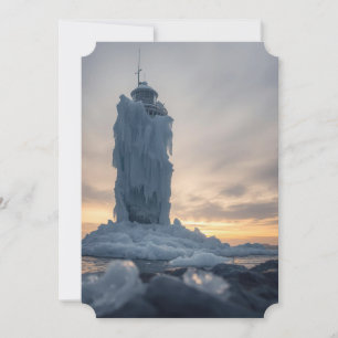 Cartes Pour Fêtes Annuelles Phare recouvert de glace