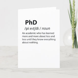 Cartes Pour Fêtes Annuelles PhD Drôle Dictionnaire Définition