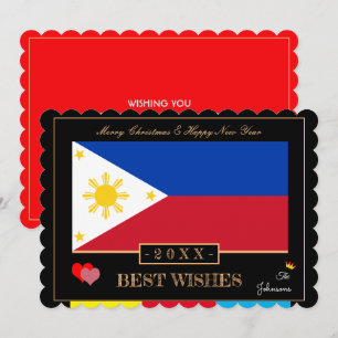 Cartes Pour Fêtes Annuelles Philippine : Drapeau et bonne année/meilleurs voeu