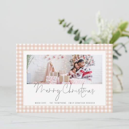 Cartes Pour Fêtes Annuelles Photo 2026 crème Calendrier En vichy Joyeux Noël (Debout devant)