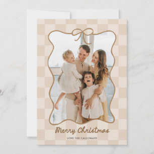 Cartes Pour Fêtes Annuelles Photo à carreaux avec cadre à arc neutre dessiné à