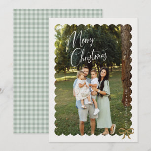 Cartes Pour Fêtes Annuelles Photo à festons avec un nœud Joyeux Noël